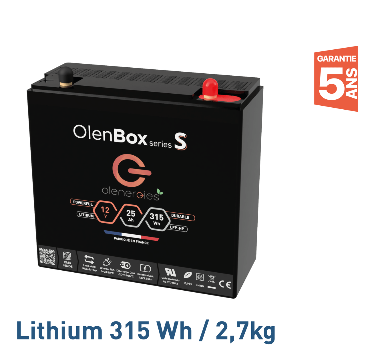 batterie olenbox lithium lfp serie s 315wh 12v France Battery Batterie Lithium OlenBox serie S - 315Wh Batterie lithium et matériels électriques