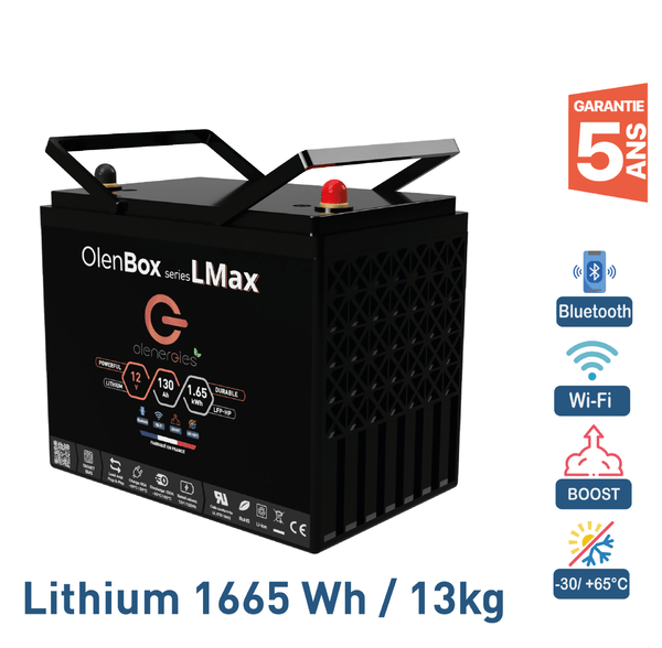 batterie olenbox lithium lfp serie lmax 1665wh 12v 24v 48v France Battery Batterie OlenBox Smart serie LMax - 1665Wh Batterie lithium et matériels électriques